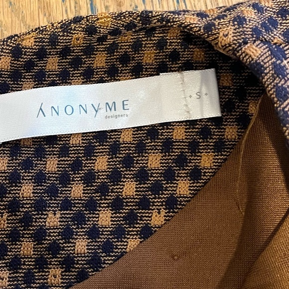 ANONYME navy & brown patterned dress size S - Picture 2 of 9